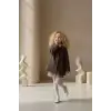 Kız Çocuk Kaşe Ceketli Gömlek Etekli Kahve 3lü Takım