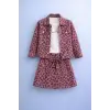 Kız Çocuk Leopar Desenli Şort Etek 3lü Takım