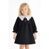 Kız Çocuk Yaka Detaylı Siyah Kot Elbise