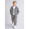 Erkek Çocuk Çizgili Keten 2li Takım