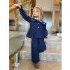 Kız Çocuk Müslin Lacivert Takım