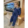 Kız Çocuk Müslin Lacivert Takım