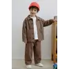 Erkek Çocuk Gabardin Kumaş 3lü Kahve Takım
