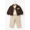 Erkek Çocuk Ceketli 3lü Kahve Takım