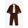 Erkek Çocuk Ceketli 3lü Kahve Takım
