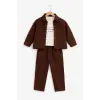 Erkek Çocuk Ceketli 3lü Kahve Takım