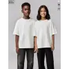 Unisex Basic Bisiklet Yaka Ekru Tişört