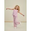 Kız Çocuk Çizgili Geniş Kesim Pembe Takım