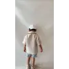 Erkek Çocuk Krem Müslin Gömlek Denim Şortlu Takım