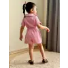 Kız Çocuk Bebe Yaka Taşlı Pembe Şort Tulum