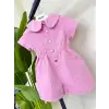 Kız Çocuk Bebe Yaka Taşlı Pembe Şort Tulum