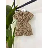 Kız Çocuk Bebe Yaka Leopar Şort Tulum