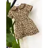 Kız Çocuk Bebe Yaka Leopar Şort Tulum