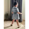 Kız Çocuk Bebe Yaka Taşlı Kot Şort Tulum