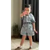 Kız Çocuk Bebe Yaka Taşlı Kot Şort Tulum