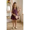 Kız Çocuk Yelek Etek Işıltılı 3lü Takım ( Çanta Hediyeli )