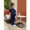 Kız Çocuk Müslin Lacivert Alt-Üst Takım
