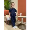 Kız Çocuk Müslin Lacivert Alt-Üst Takım