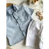 Erkek Çocuk Denim Beyaz Şort Alt-Üst Takım
