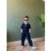 Erkek Çocuk Lacivert Triko Üst Keten Pantolon Takım