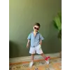 Erkek Çocuk Denim Beyaz Şort Alt-Üst Takım