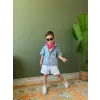 Erkek Çocuk Denim Beyaz Şort Alt-Üst Takım