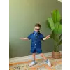 Erkek Çocuk Koyu Denim Şortlu Alt-Üst Takım