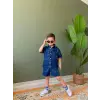 Erkek Çocuk Koyu Denim Şortlu Alt-Üst Takım