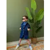 Erkek Çocuk Koyu Denim Şortlu Alt-Üst Takım