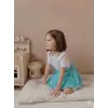Kız Çocuk Turkuaz Payet Etek-Nakışlı Gömlek Takım