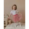 Kız Çocuk Pembe Payet Etek-Nakışlı Gömlek Takım