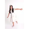 Kız Çocuk İşlemeli Bej Elbise ( Bandana Dahil )