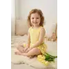 Kız Çocuk Lale Çiçek Dekorlu Müslin Takım