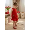 Kız Çocuk Lale Çiçek Dekorlu Müslin Takım