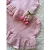 Kız Çocuk Lale Çiçek Dekorlu Müslin Takım