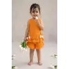 Kız Çocuk Lale Çiçek Dekorlu Müslin Takım