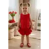 Kız Çocuk Lale Çiçek Dekorlu Müslin Takım