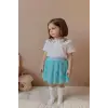 Kız Çocuk Turkuaz Payet Etek-Nakışlı Gömlek Takım