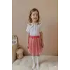 Kız Çocuk Pembe Payet Etek-Nakışlı Gömlek Takım