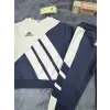 Erkek Çocuk Çizgili %100 Pamuk Gri Takım