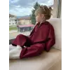 Kız Çocuk Fermuarlı Ceketli Bordo Alt Üst Takım