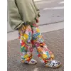 Unisex Renkli Karakter Baskılı %100 Pamuk Jogger