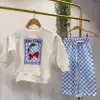 Çocuk Unisex Kiraz Baskılı %100 Pamuk Alt Üst Takım