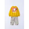 Kız Çocuk Miffy Desenli Kare Pantolon %100 Pamuk Hardal Takım