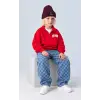 Erkek Çocuk Kırmızı Sweat Dama Jean Takım