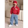 Erkek Çocuk Kırmızı Sweat Dama Jean Takım