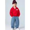 Erkek Çocuk Kırmızı Sweat Dama Jean Takım