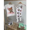 Kız Çocuk Bambi Baskılı Taytlı İkili Takım