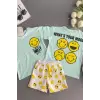 Çocuk Smiley Gülen Yüz Baskılı Yazlık İkili Takım