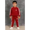 Çocuk Unisex Baskılı Kırmızı Çizgili %100 Pamuk Takım
